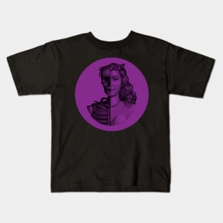 Halloween Skeleton Beauty Memento Mori, Black and Purple Style Kids T-Shirt